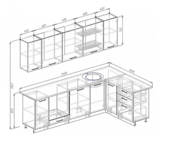 Угловой кухонный гарнитур Изумруд 2600х1600 мм в Ивделе - ivdel.mebel-e96.ru