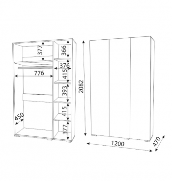 Шкаф 1200 мм 3-х створчатый Осло (ручка брусок) (Риннер) в Ивделе - ivdel.mebel-e96.ru