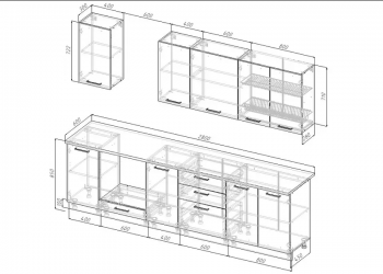 Кухонный гарнитур Санторини 2800 мм, Стол. 26 мм в Ивделе - ivdel.mebel-e96.ru