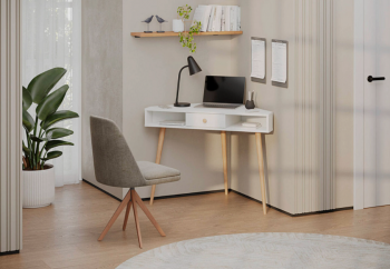 Стол письменный угловой, арт.6-01104, белый(ГК) в Ивделе - ivdel.mebel-e96.ru