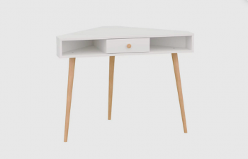 Стол письменный угловой, арт.6-01104, белый(ГК) в Ивделе - ivdel.mebel-e96.ru