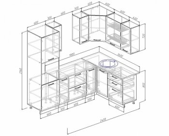 Угловой кухонный гарнитур Жемчуг 2400х1600 мм в Ивделе - ivdel.mebel-e96.ru