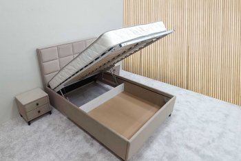 Кровать с подъемным механизмом Мега беж (Лин) в Ивделе - ivdel.mebel-e96.ru