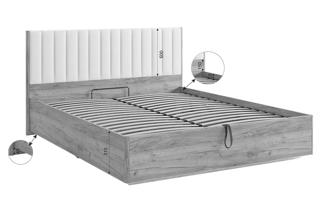 Кровать с подъемным механизмом Адам графит (Мебельсон) в Ивделе - ivdel.mebel-e96.ru