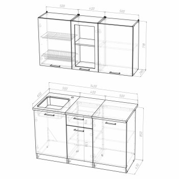 Кухонный гарнитур Алина медиум 1400 мм (Герда) в Ивделе - ivdel.mebel-e96.ru