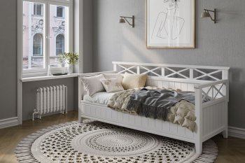 Кровать из массива Амелия белый античный (БМ) в Ивделе - ivdel.mebel-e96.ru