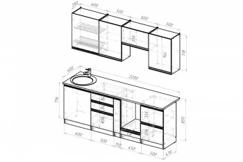 Кухонный гарнитур Амели компакт 2200 мм (Герда) в Ивделе - ivdel.mebel-e96.ru