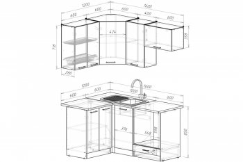 Кухонный гарнитур Антика мега прайм 1200х1600 мм (Герда) в Ивделе - ivdel.mebel-e96.ru