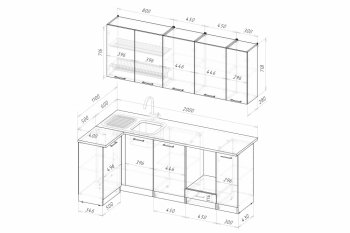 Кухонный гарнитур Асая прайм 400 1100х2000 мм (Герда) в Ивделе - ivdel.mebel-e96.ru