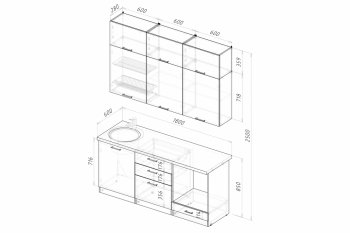 Кухонный гарнитур Асая макси 1800 мм (Герда) в Ивделе - ivdel.mebel-e96.ru