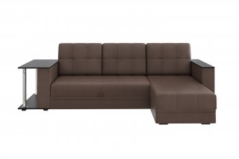 Угловой диван Атлант со столиком кожа коричневый в Ивделе - ivdel.mebel-e96.ru