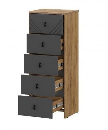 Комод (5 ящиков) Байкал Графит/Дуб золотой (СВ) в Ивделе - ivdel.mebel-e96.ru