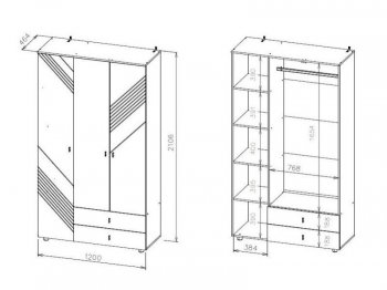 Шкаф 1200 мм трехстворчатый (с ящиками) Байкал (СВ) в Ивделе - ivdel.mebel-e96.ru