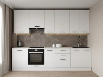 Кухонный гарнитур высокий Белый глянец 3000 мм МДФ (Санвут) в Ивделе - ivdel.mebel-e96.ru