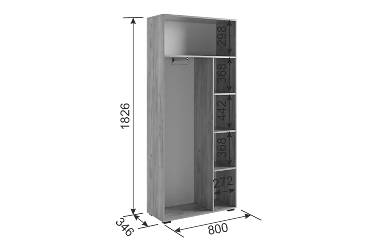 Шкаф 800 мм двухдверный Бери графит (Мебельсон) в Ивделе - ivdel.mebel-e96.ru