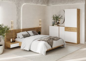 Спальный гарнитур Бостон Лайт белый (Стиль) в Ивделе - ivdel.mebel-e96.ru