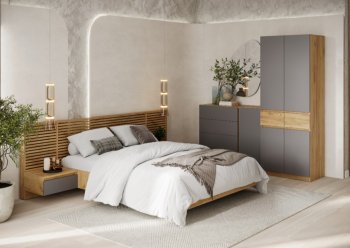 Спальный гарнитур Бостон Лайт серый (Стиль) в Ивделе - ivdel.mebel-e96.ru