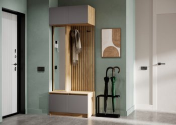 Прихожая Бостон Лайт с антрес. серый (Стиль) в Ивделе - ivdel.mebel-e96.ru