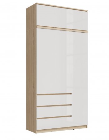 Шкаф 1200 мм Челси с антресолью, сонома/белый (Миф) в Ивделе - ivdel.mebel-e96.ru