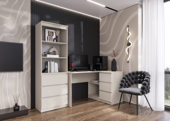 Письменный стол угловой + Стеллаж Челси кашемир (Миф) в Ивделе - ivdel.mebel-e96.ru