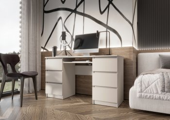 Письменный стол Челси 6 ящиков кашемир (Миф) в Ивделе - ivdel.mebel-e96.ru