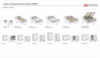 Спальный гарнитур Чикаго модульный, ателье светлый/белый (Имп) в Ивделе - ivdel.mebel-e96.ru
