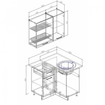 Кухонный гарнитур угловой Дели 1000*1000 (Sanvut) в Ивделе - ivdel.mebel-e96.ru