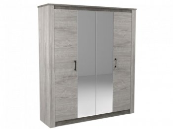 Шкаф 1900 мм 4-х дверный Денвер Риббек серый (СБК) в Ивделе - ivdel.mebel-e96.ru | фото