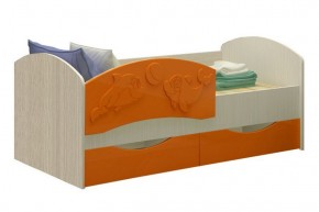 Детская кровать Дельфин-3 МДФ оранжевый, 80х160 в Ивделе - ivdel.mebel-e96.ru