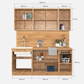 КУхонный гарнитур Эстетик 1800 мм порт-ройал (Сурская) в Ивделе - ivdel.mebel-e96.ru