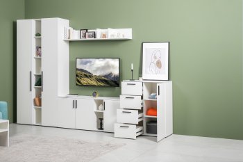 Стенка Эйр комп 1, белый (Моби) в Ивделе - ivdel.mebel-e96.ru