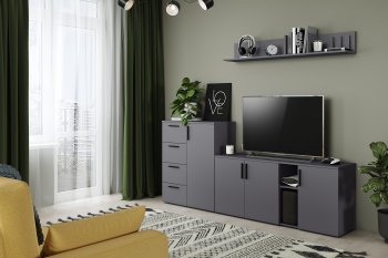 Стенка Эйр модульная, графит (Моби) в Ивделе - ivdel.mebel-e96.ru