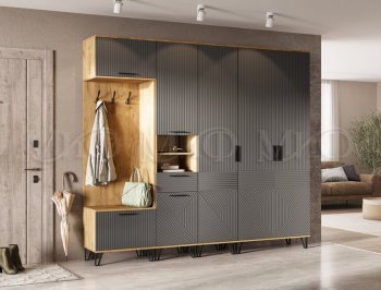 Прихожая Флэш крафт/графит модульная (Миф) в Ивделе - ivdel.mebel-e96.ru
