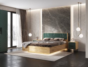 Спальный гарнитур Флэш крафт/грин, модульный (Миф) в Ивделе - ivdel.mebel-e96.ru