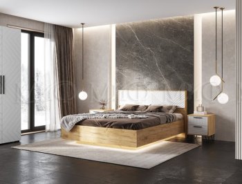 Кровать парящая с ПМ Флэш белый/дуб крафт (Миф) в Ивделе - ivdel.mebel-e96.ru