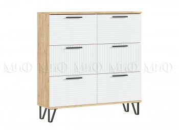 Обувница Флэш крафт/белый (Миф) в Ивделе - ivdel.mebel-e96.ru