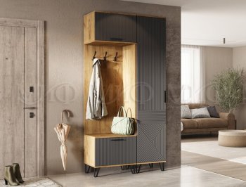 Прихожая Флэш крафт/графит модульная (Миф) в Ивделе - ivdel.mebel-e96.ru