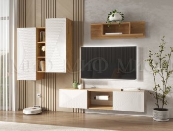 Стенка Флэш крафт/белый (Миф) в Ивделе - ivdel.mebel-e96.ru