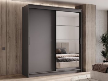 Шкаф-купе 2000 мм Гранд-1 ЛДСП/Зеркало, графит (Эра) в Ивделе - ivdel.mebel-e96.ru