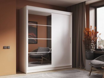 Шкаф-купе 2000 мм Гранд-1 ЛДСП/Зеркало, Белый (Эра) в Ивделе - ivdel.mebel-e96.ru