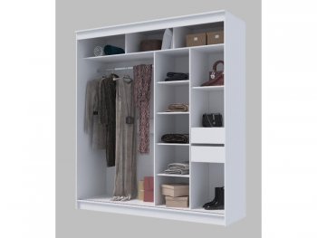 Шкаф-купе 2000 мм Гранд-1 зеркало/зеркало, белый (Эра) в Ивделе - ivdel.mebel-e96.ru