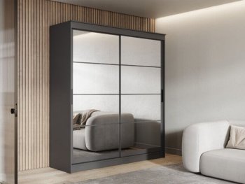 Шкаф-купе 2000 мм Гранд-1 зеркало/зеркало, графит (Эра) в Ивделе - ivdel.mebel-e96.ru