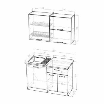 Кухонный гарнитур Инна лайт 1200 мм (Герда) в Ивделе - ivdel.mebel-e96.ru