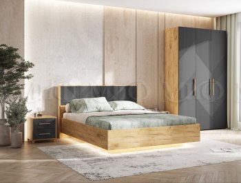 Спальный гарнитур Ирис крафт/графит, модульный (Миф) в Ивделе - ivdel.mebel-e96.ru