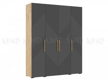 Шкаф 1800 мм Ирис с антресолью крафт/графит (Миф) в Ивделе - ivdel.mebel-e96.ru