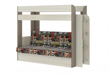 Кровать 2-х ярусная с диваном Карамель 75 шимо (Музыка) в Ивделе - ivdel.mebel-e96.ru