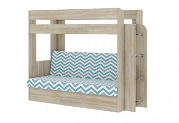 Кровать 2-х ярусная с диваном Карамель 75 сонома (WILLY MINT) в Ивделе - ivdel.mebel-e96.ru
