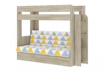 Кровать 2-х ярусная с диваном Карамель 75 сонома (Otto Yellow) в Ивделе - ivdel.mebel-e96.ru