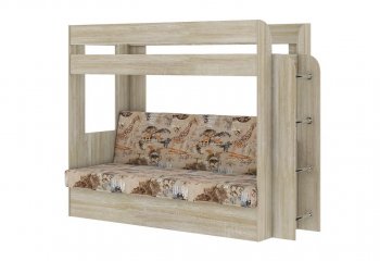 Кровать 2-х ярусная с диваном Карамель 75 сонома (Саванна) в Ивделе - ivdel.mebel-e96.ru