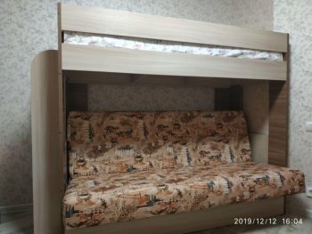 Кровать 2-х ярусная с диваном Карамель 75 (Саванна) в Ивделе - ivdel.mebel-e96.ru